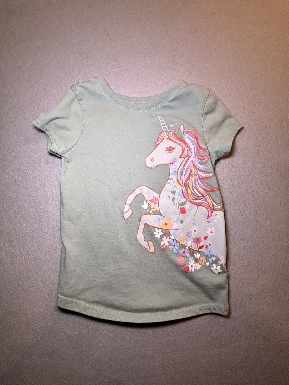 Garanimals Unicorn Graphic T-Shirt Size 4T Green Floral